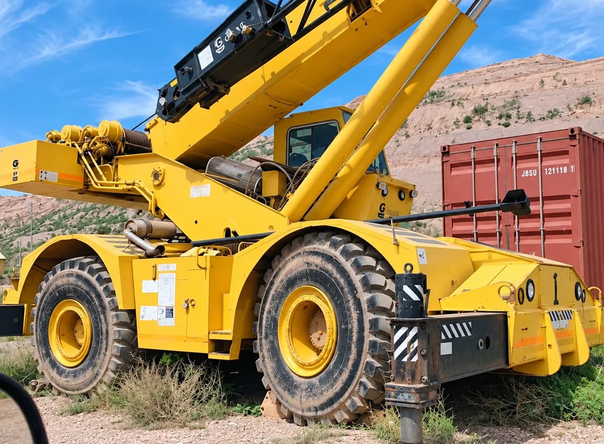 Mobile crane lifting on a job site